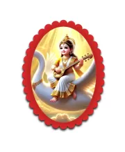 Saraswati Wall Decorative Showpiece 6 X 8 Inch | 4 MM MDF Wooden Glossy Sublimation Print | Back Hook Wall Hanging | Home Temple & Living Room Decor (F57898)