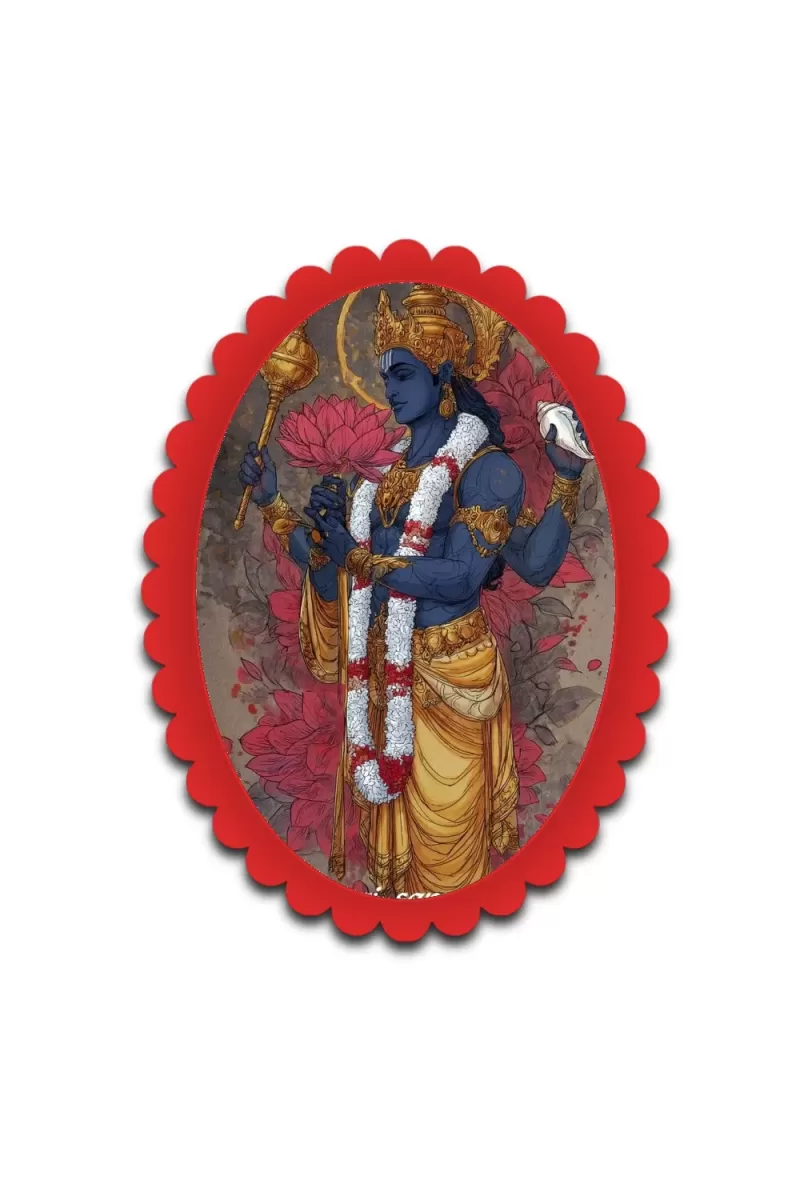 Krishna Wall Decorative Showpiece 6 X 8 Inch | 4 MM MDF Wooden Glossy Sublimation Print | Back Hook Wall Hanging | Home Temple & Living Room Decor (F57899)