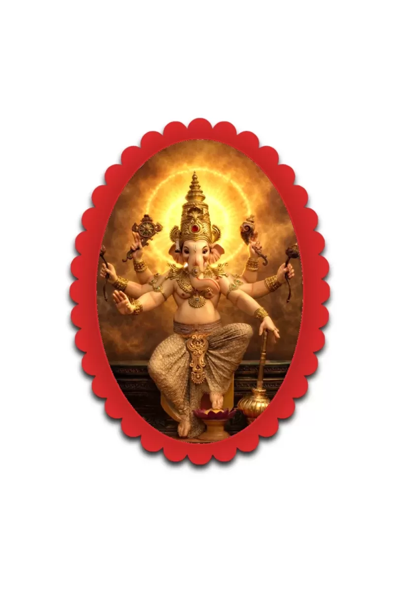 Ganesha Wall Decorative Showpiece 6 X 8 Inch | 4 MM MDF Wooden Glossy Sublimation Print | Back Hook Wall Hanging | Home Temple & Living Room Decor (F57901)