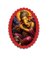 Ganesha Wall Decorative Showpiece 6 X 8 Inch | 4 MM MDF Wooden Glossy Sublimation Print | Back Hook Wall Hanging | Home Temple & Living Room Decor (F57905)