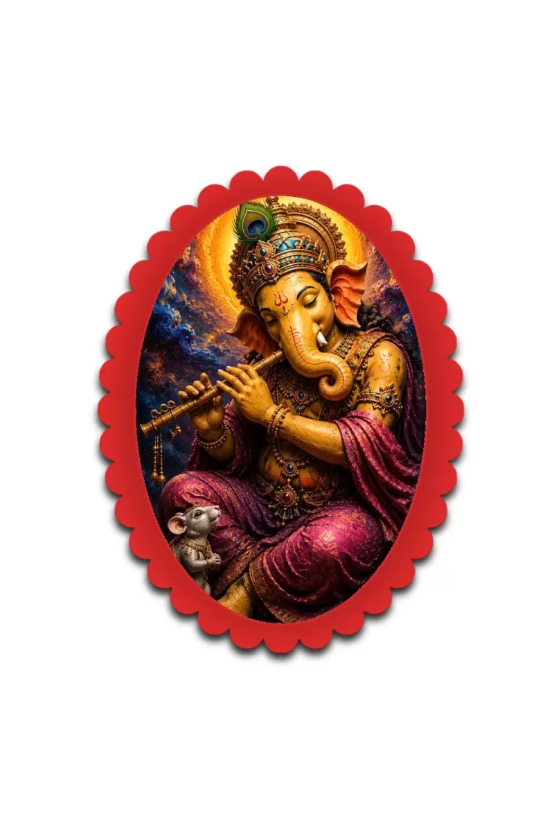 Ganesha Wall Decorative Showpiece 6 X 8 Inch | 4 MM MDF Wooden Glossy Sublimation Print | Back Hook Wall Hanging | Home Temple & Living Room Decor (F57905)