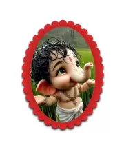 Lord Ganesha Wall Decorative Showpiece 6 X 8 Inch | 4 MM MDF Wooden Glossy Sublimation Print | Back Hook Wall Hanging | Home Temple & Living Room Decor (F57910)