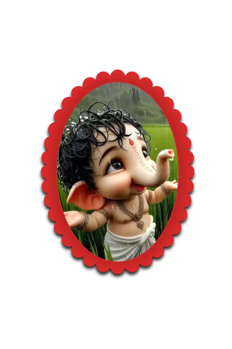 Lord Ganesha Wall Decorative Showpiece 6 X 8 Inch | 4 MM MDF Wooden Glossy Sublimation Print | Back Hook Wall Hanging | Home Temple & Living Room Decor (F57910)