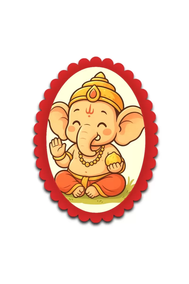 Ganesha Wall Decorative Showpiece 6 X 8 Inch | 4 MM MDF Wooden Glossy Sublimation Print | Back Hook Wall Hanging | Home Temple & Living Room Decor (F57912)
