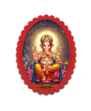 Ganesha Wall Decorative Showpiece 6 X 8 Inch | 4 MM MDF Wooden Glossy Sublimation Print | Back Hook Wall Hanging | Home Temple & Living Room Decor (F57915)