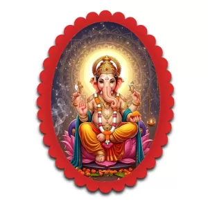Ganesha Wall Decorative Showpiece 6 X 8 Inch | 4 MM MDF Wooden Glossy Sublimation Print | Back Hook Wall Hanging | Home Temple & Living Room Decor (F57915)