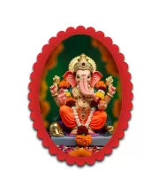 Ganesha Wall Decorative Showpiece 6 X 8 Inch | 4 MM MDF Wooden Glossy Sublimation Print | Back Hook Wall Hanging | Home Temple & Living Room Decor (F57925)