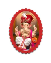 Ganesha Wall Decorative Showpiece 6 X 8 Inch | 4 MM MDF Wooden Glossy Sublimation Print | Back Hook Wall Hanging | Home Temple & Living Room Decor (F57926)