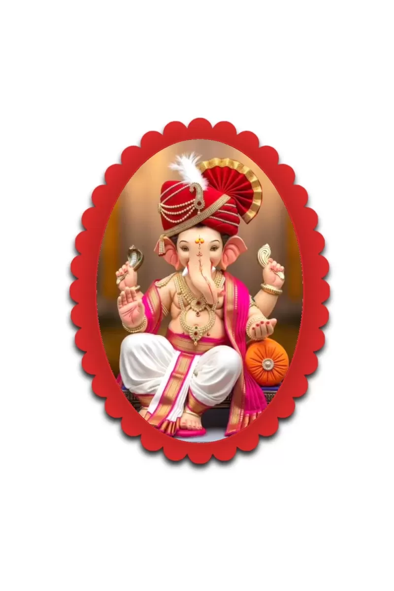 Ganesha Wall Decorative Showpiece 6 X 8 Inch | 4 MM MDF Wooden Glossy Sublimation Print | Back Hook Wall Hanging | Home Temple & Living Room Decor (F57926)