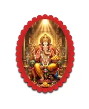 Ganesha Wall Decorative Showpiece 6 X 8 Inch | 4 MM MDF Wooden Glossy Sublimation Print | Back Hook Wall Hanging | Home Temple & Living Room Decor (F57928)