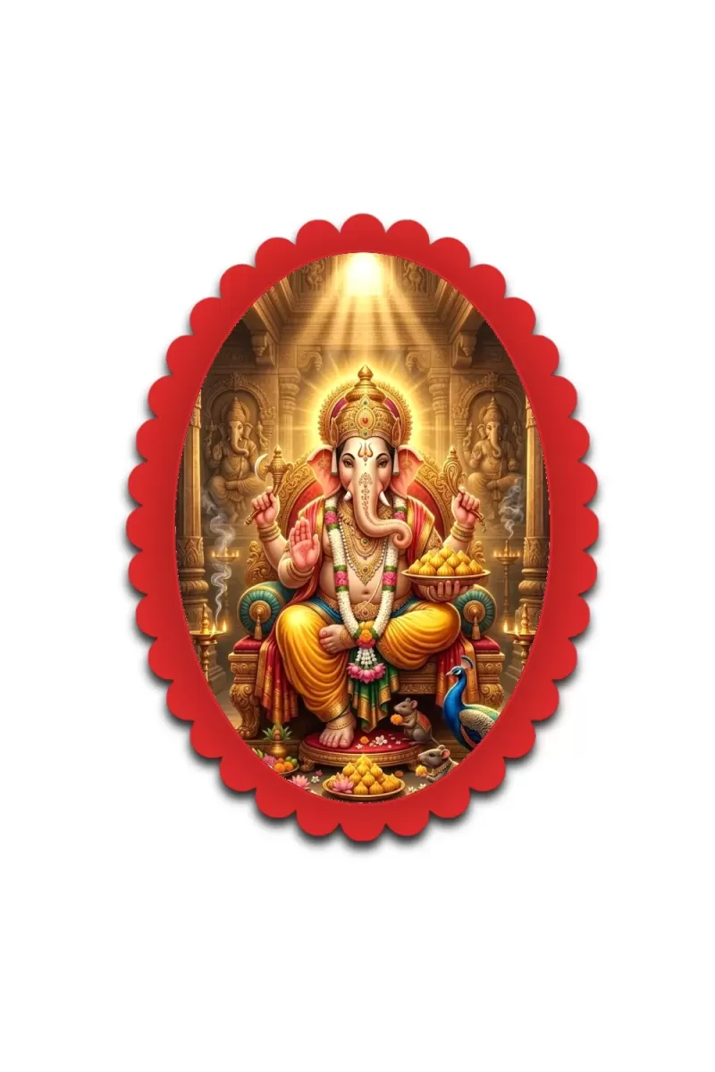 Ganesha Wall Decorative Showpiece 6 X 8 Inch | 4 MM MDF Wooden Glossy Sublimation Print | Back Hook Wall Hanging | Home Temple & Living Room Decor (F57928)
