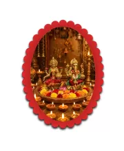 Lakshmi And Ganesha Wall Decorative Showpiece 6 X 8 Inch | 4 MM MDF Wooden Glossy Sublimation Print | Back Hook Wall Hanging | Home Temple & Living Room Decor (F57932)