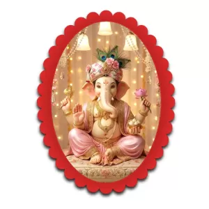 Ganesha Wall Decorative Showpiece 6 X 8 Inch | 4 MM MDF Wooden Glossy Sublimation Print | Back Hook Wall Hanging | Home Temple & Living Room Decor (F57937)