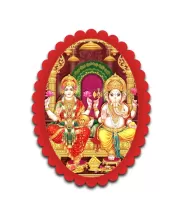 Lakshmi And Ganesha Wall Decorative Showpiece 6 X 8 Inch | 4 MM MDF Wooden Glossy Sublimation Print | Back Hook Wall Hanging | Home Temple & Living Room Decor (F57940)