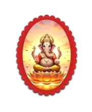 Ganesha Wall Decorative Showpiece 6 X 8 Inch | 4 MM MDF Wooden Glossy Sublimation Print | Back Hook Wall Hanging | Home Temple & Living Room Decor (F57942)
