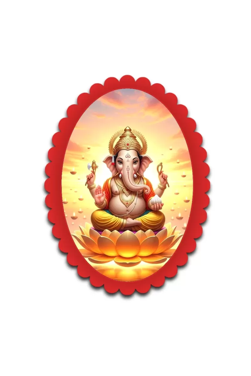 Ganesha Wall Decorative Showpiece 6 X 8 Inch | 4 MM MDF Wooden Glossy Sublimation Print | Back Hook Wall Hanging | Home Temple & Living Room Decor (F57942)