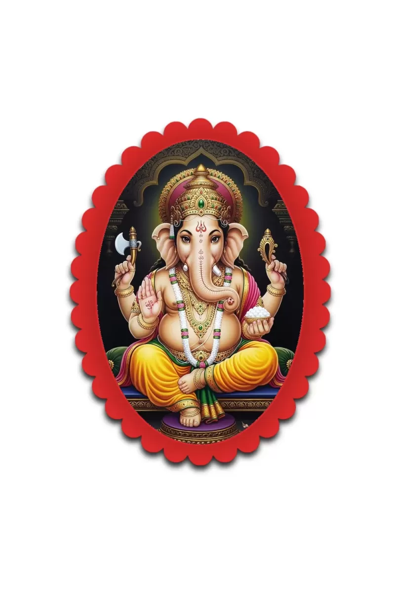 Ganesha Wall Decorative Showpiece 6 X 8 Inch | 4 MM MDF Wooden Glossy Sublimation Print | Back Hook Wall Hanging | Home Temple & Living Room Decor (F57944)