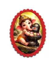 Ganesha Wall Decorative Showpiece 6 X 8 Inch | 4 MM MDF Wooden Glossy Sublimation Print | Back Hook Wall Hanging | Home Temple & Living Room Decor (F57949)