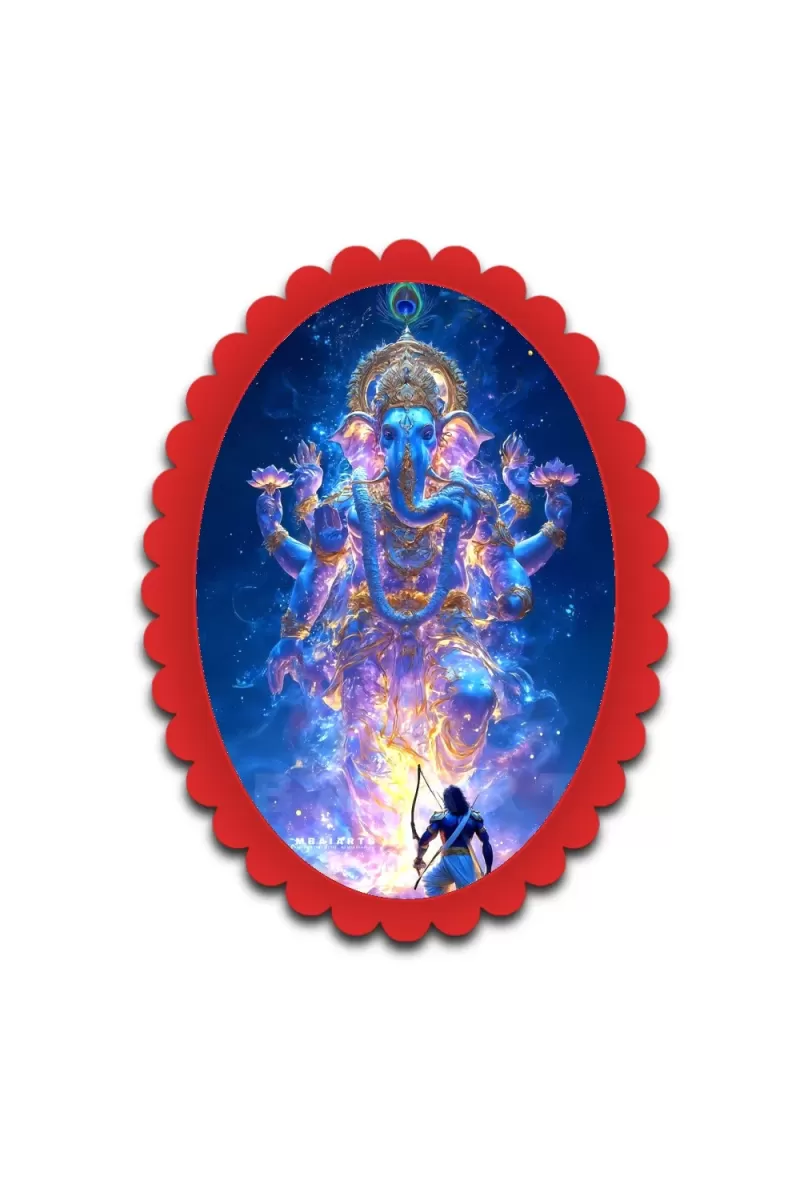 Ganesha Wall Decorative Showpiece 6 X 8 Inch | 4 MM MDF Wooden Glossy Sublimation Print | Back Hook Wall Hanging | Home Temple & Living Room Decor (F57950)