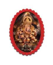 Ganesha Wall Decorative Showpiece 6 X 8 Inch | 4 MM MDF Wooden Glossy Sublimation Print | Back Hook Wall Hanging | Home Temple & Living Room Decor (F57961)