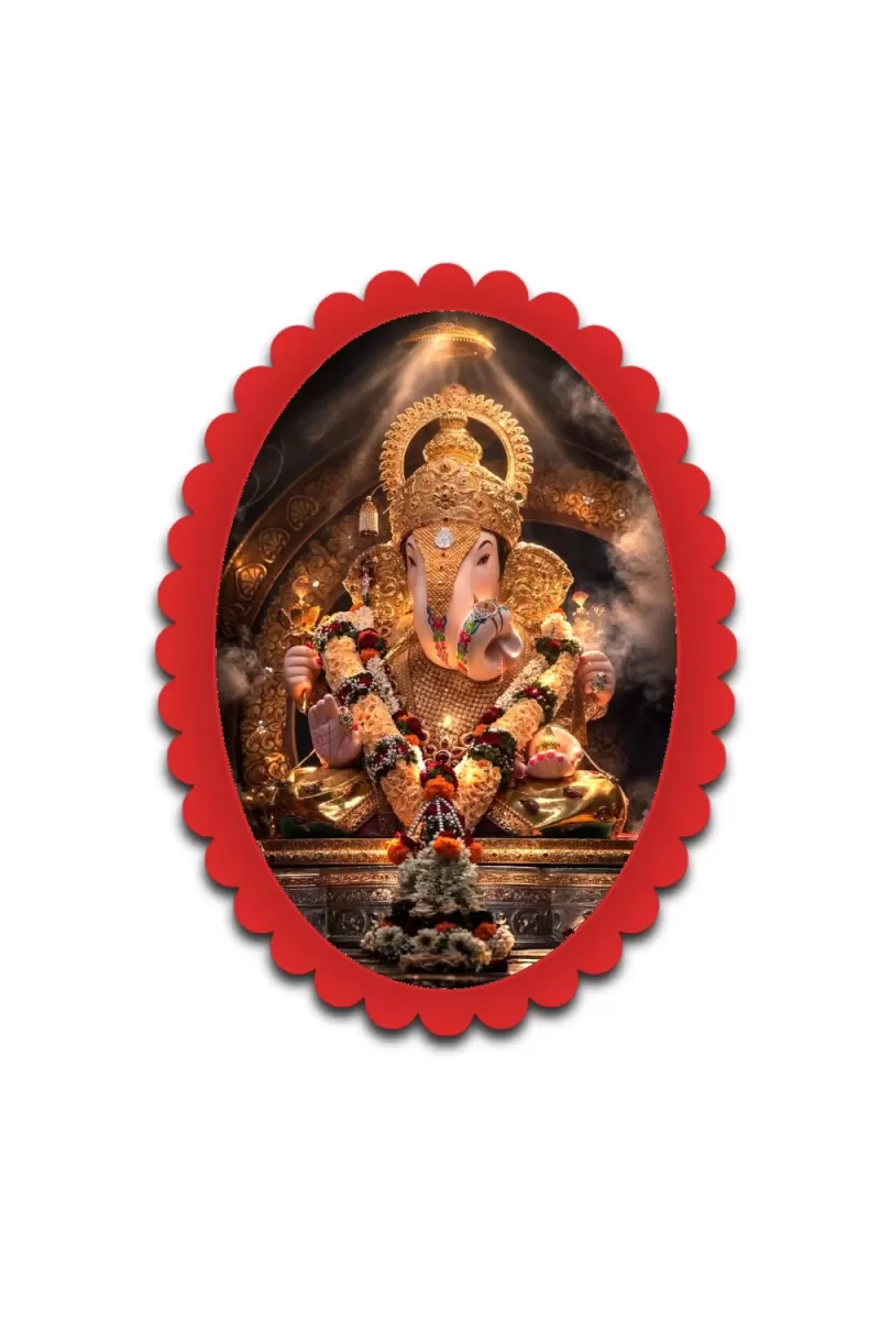 Ganesha Wall Decorative Showpiece 6 X 8 Inch | 4 MM MDF Wooden Glossy Sublimation Print | Back Hook Wall Hanging | Home Temple & Living Room Decor (F57961)