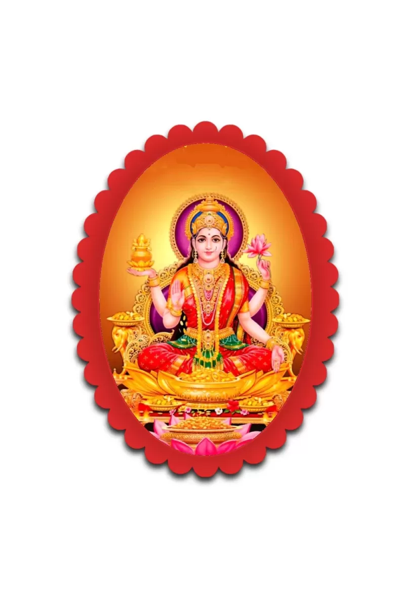 Lakshmi Wall Decorative Showpiece 6 X 8 Inch | 4 MM MDF Wooden Glossy Sublimation Print | Back Hook Wall Hanging | Home Temple & Living Room Decor (F57962)