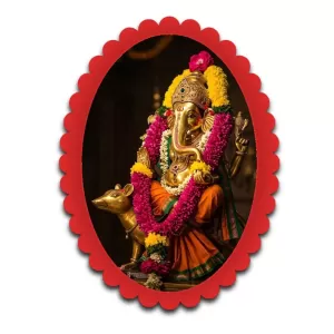Ganesha Wall Decorative Showpiece 6 X 8 Inch | 4 MM MDF Wooden Glossy Sublimation Print | Back Hook Wall Hanging | Home Temple & Living Room Decor (F57964)