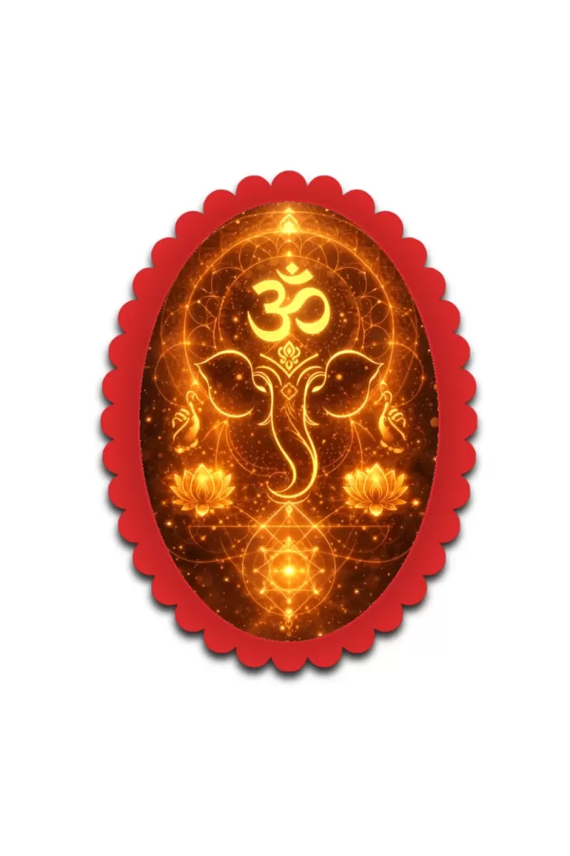 Ganesha Wall Decorative Showpiece 6 X 8 Inch | 4 MM MDF Wooden Glossy Sublimation Print | Back Hook Wall Hanging | Home Temple & Living Room Decor (F57965)