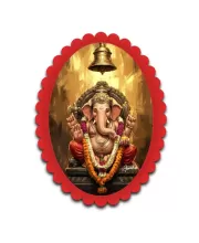 Ganesha Wall Decorative Showpiece 6 X 8 Inch | 4 MM MDF Wooden Glossy Sublimation Print | Back Hook Wall Hanging | Home Temple & Living Room Decor (F57966)