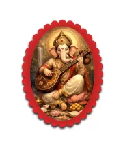 Ganesha Wall Decorative Showpiece 6 X 8 Inch | 4 MM MDF Wooden Glossy Sublimation Print | Back Hook Wall Hanging | Home Temple & Living Room Decor (F57970)