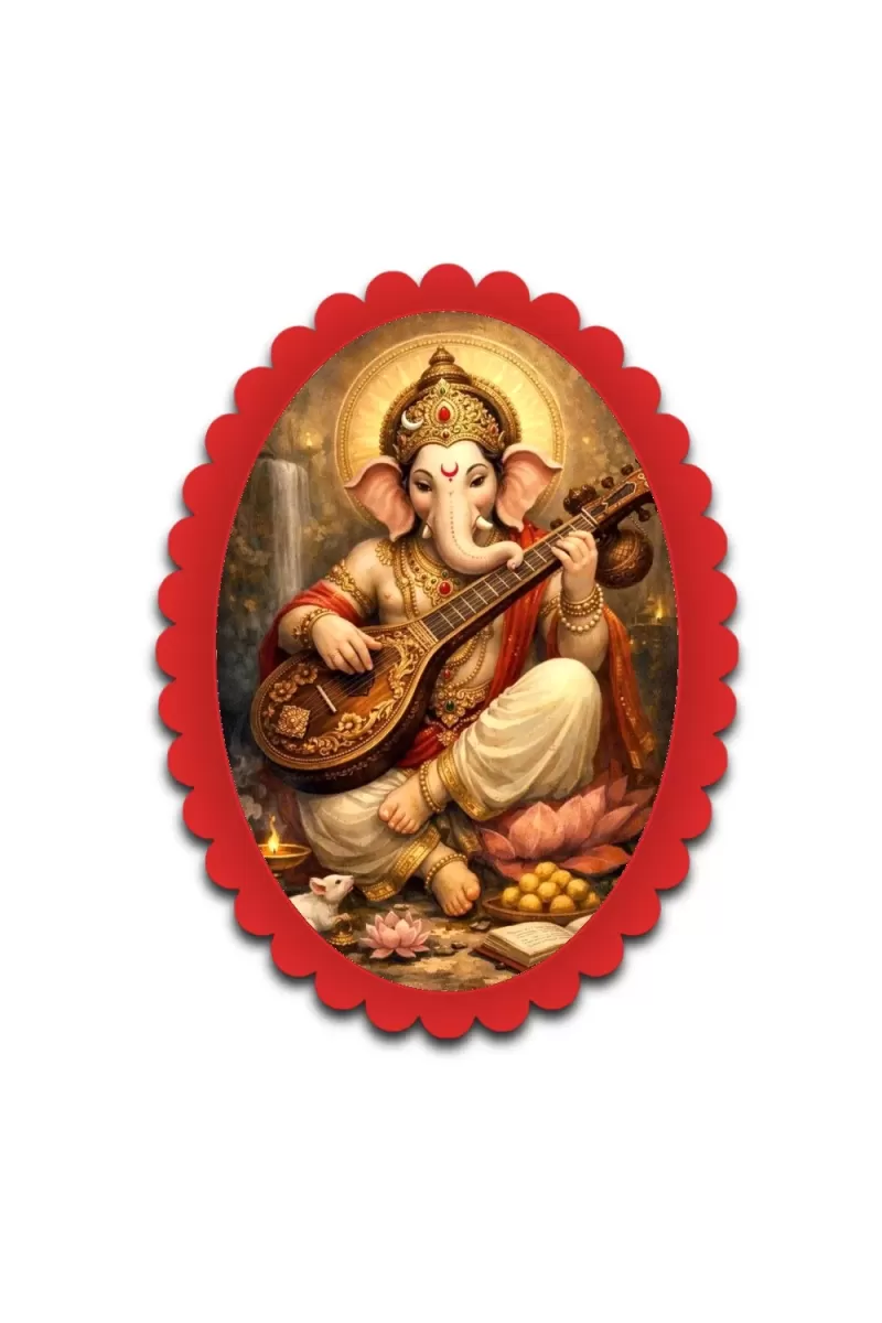 Ganesha Wall Decorative Showpiece 6 X 8 Inch | 4 MM MDF Wooden Glossy Sublimation Print | Back Hook Wall Hanging | Home Temple & Living Room Decor (F57970)