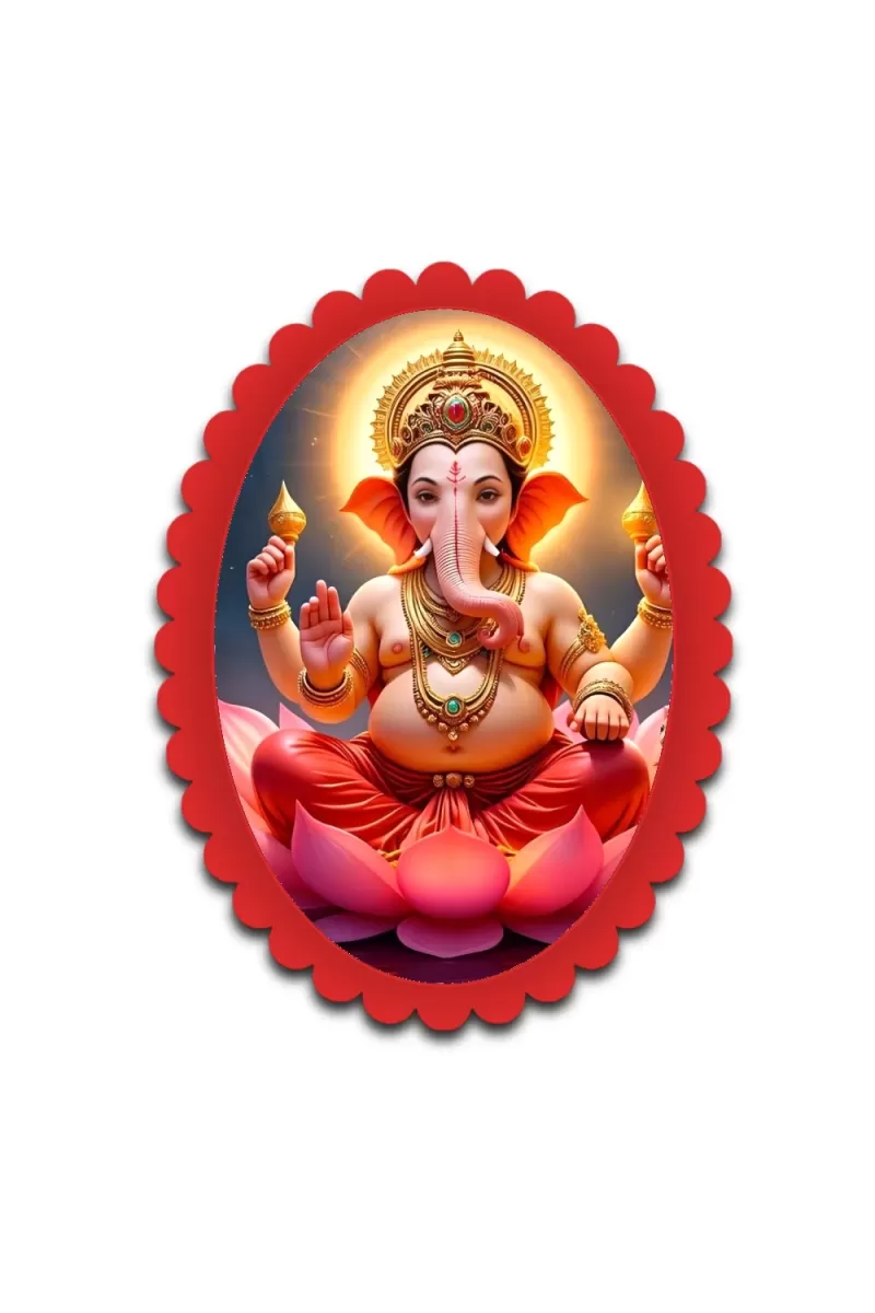 Ganesha Wall Decorative Showpiece 6 X 8 Inch | 4 MM MDF Wooden Glossy Sublimation Print | Back Hook Wall Hanging | Home Temple & Living Room Decor (F57973)