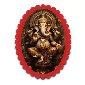 Ganesha Wall Decorative Showpiece 6 X 8 Inch | 4 MM MDF Wooden Glossy Sublimation Print | Back Hook Wall Hanging | Home Temple & Living Room Decor (F57977)