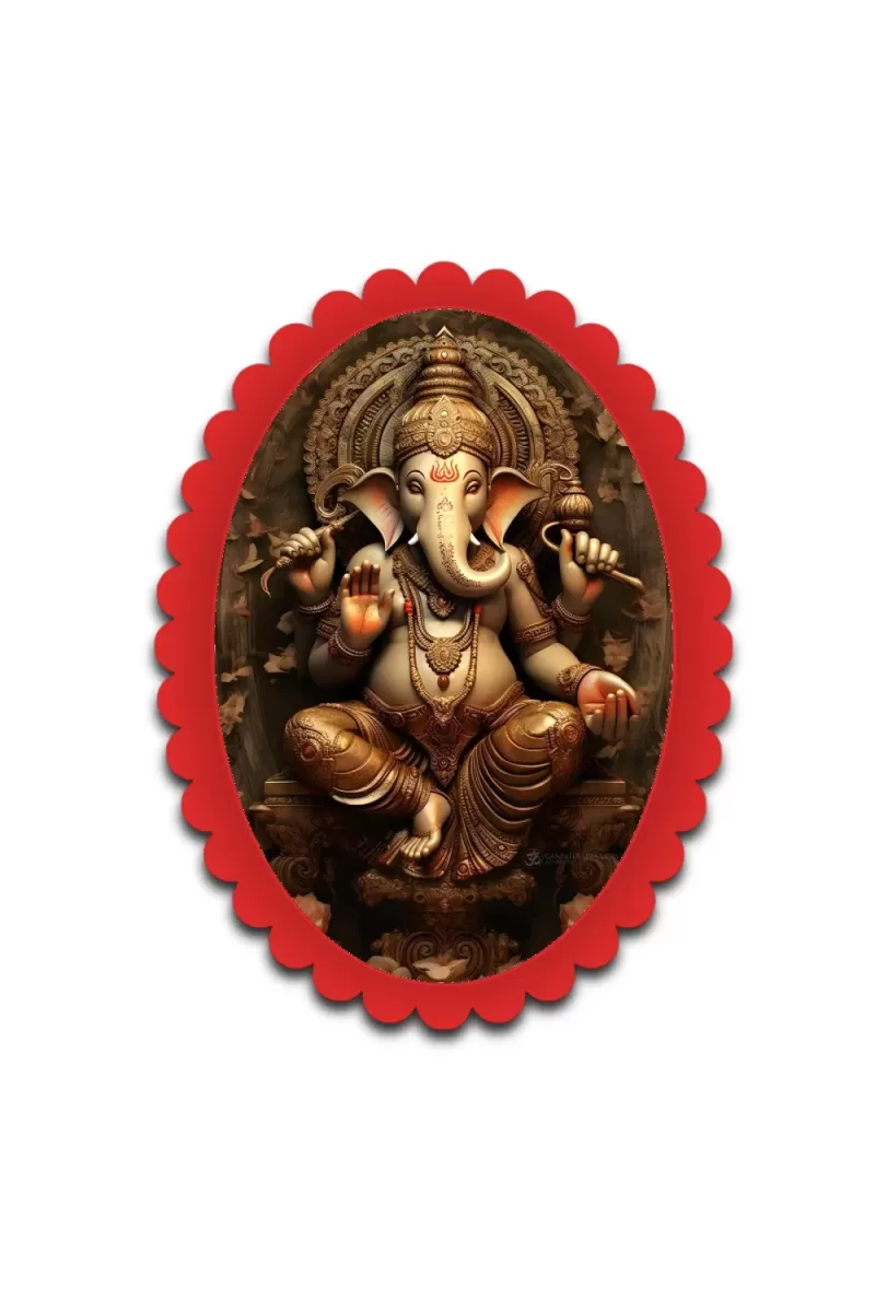 Ganesha Wall Decorative Showpiece 6 X 8 Inch | 4 MM MDF Wooden Glossy Sublimation Print | Back Hook Wall Hanging | Home Temple & Living Room Decor (F57977)