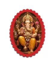 Ganesha Wall Decorative Showpiece 6 X 8 Inch | 4 MM MDF Wooden Glossy Sublimation Print | Back Hook Wall Hanging | Home Temple & Living Room Decor (F57985)