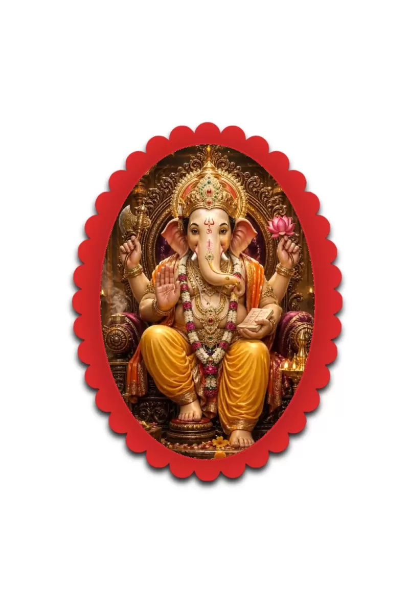 Ganesha Wall Decorative Showpiece 6 X 8 Inch | 4 MM MDF Wooden Glossy Sublimation Print | Back Hook Wall Hanging | Home Temple & Living Room Decor (F57985)