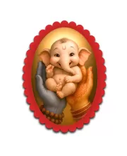 Ganesha Wall Decorative Showpiece 6 X 8 Inch | 4 MM MDF Wooden Glossy Sublimation Print | Back Hook Wall Hanging | Home Temple & Living Room Decor (F57987)