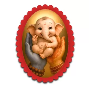 Ganesha Wall Decorative Showpiece 6 X 8 Inch | 4 MM MDF Wooden Glossy Sublimation Print | Back Hook Wall Hanging | Home Temple & Living Room Decor (F57987)