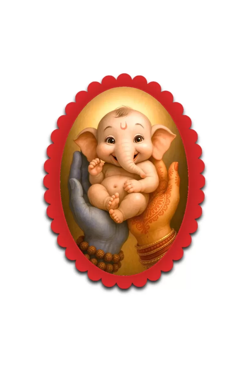 Ganesha Wall Decorative Showpiece 6 X 8 Inch | 4 MM MDF Wooden Glossy Sublimation Print | Back Hook Wall Hanging | Home Temple & Living Room Decor (F57987)