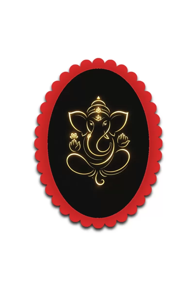 Ganesha Wall Decorative Showpiece 6 X 8 Inch | 4 MM MDF Wooden Glossy Sublimation Print | Back Hook Wall Hanging | Home Temple & Living Room Decor (F57993)