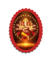 Ganesha Wall Decorative Showpiece 6 X 8 Inch | 4 MM MDF Wooden Glossy Sublimation Print | Back Hook Wall Hanging | Home Temple & Living Room Decor (F57996)