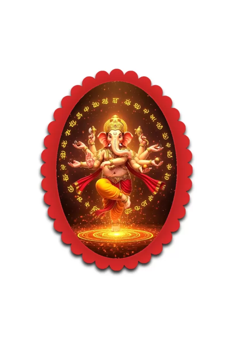 Ganesha Wall Decorative Showpiece 6 X 8 Inch | 4 MM MDF Wooden Glossy Sublimation Print | Back Hook Wall Hanging | Home Temple & Living Room Decor (F57996)