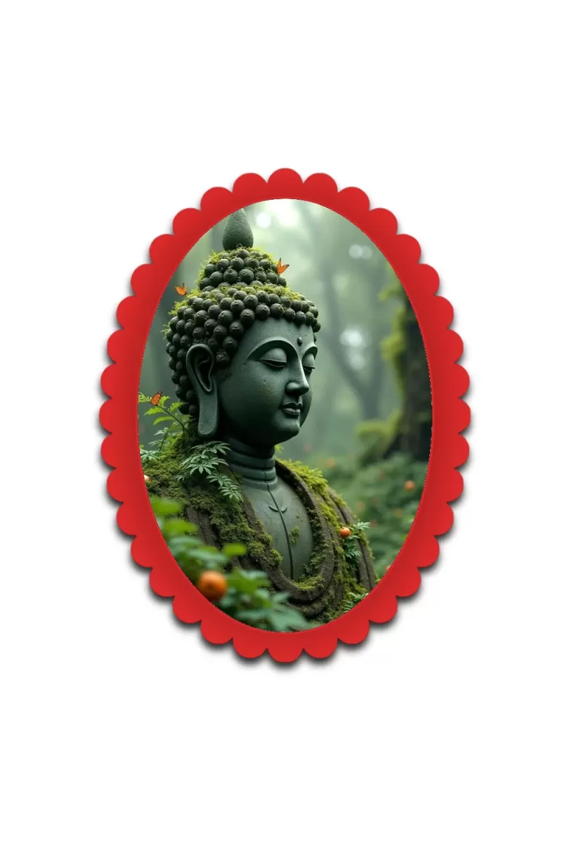 Buddha Wall Decorative Showpiece 6 X 8 Inch | 4 MM MDF Wooden Glossy Sublimation Print | Back Hook Wall Hanging | Home Temple & Living Room Decor (F58001)