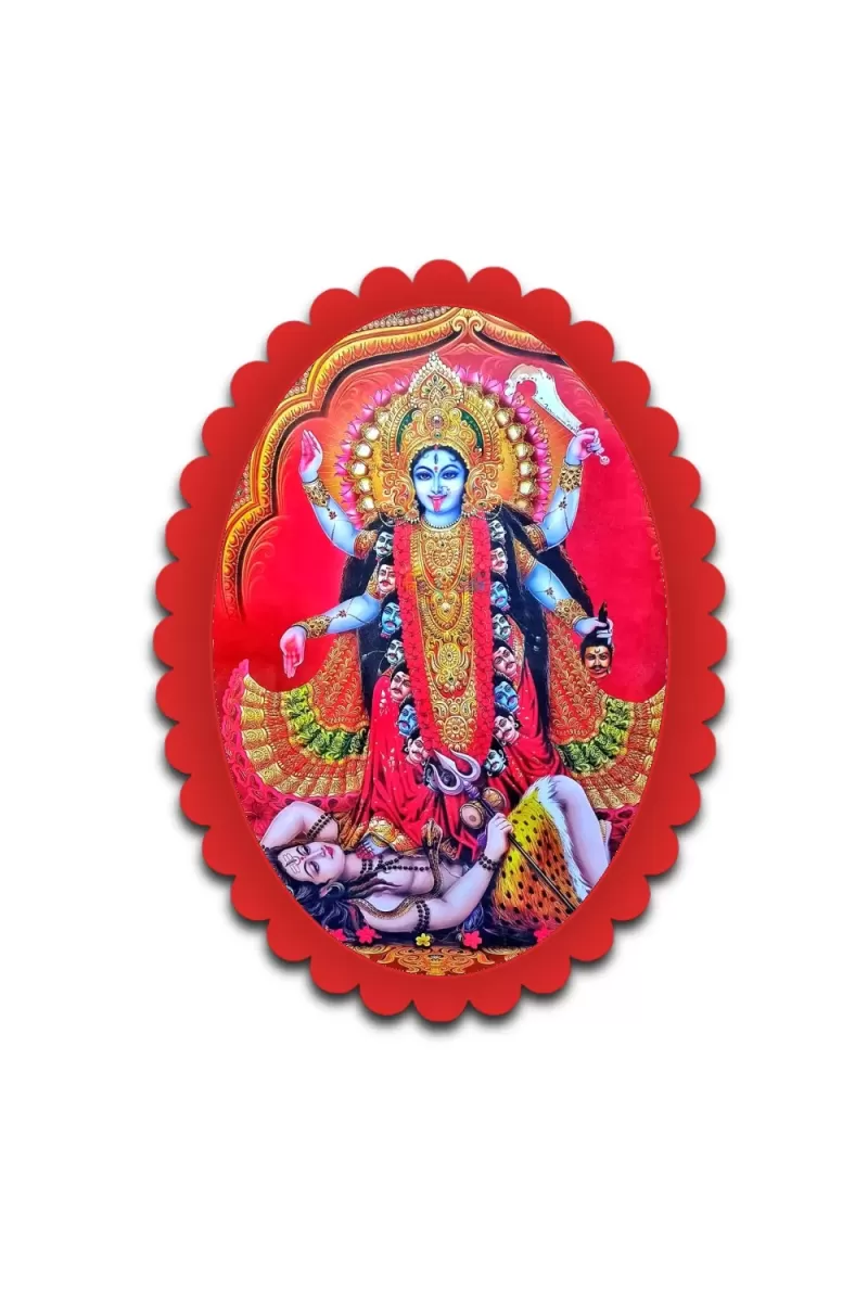 Kali Wall Decorative Showpiece 6 X 8 Inch | 4 MM MDF Wooden Glossy Sublimation Print | Back Hook Wall Hanging | Home Temple & Living Room Decor (F58175)