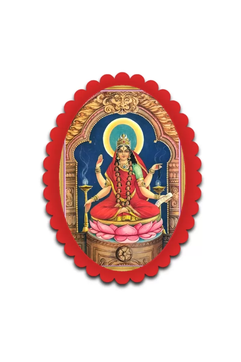 Lakshmi Wall Decorative Showpiece 6 X 8 Inch | 4 MM MDF Wooden Glossy Sublimation Print | Back Hook Wall Hanging | Home Temple & Living Room Decor (F58182)