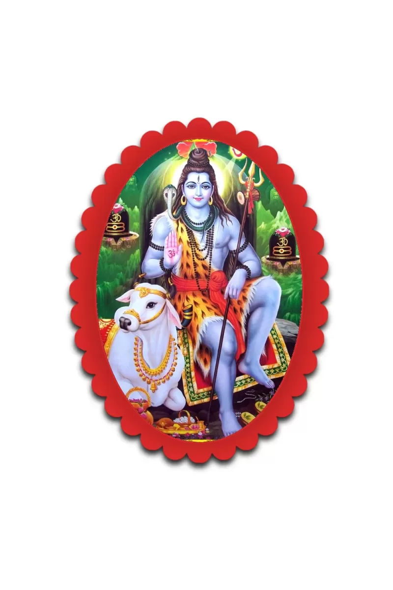 Shiva Wall Decorative Showpiece 6 X 8 Inch | 4 MM MDF Wooden Glossy Sublimation Print | Back Hook Wall Hanging | Home Temple & Living Room Decor (F58199)