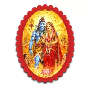 Shiva And Parvati Wall Decorative Showpiece 6 X 8 Inch | 4 MM MDF Wooden Glossy Sublimation Print | Back Hook Wall Hanging | Home Temple & Living Room Decor (F58200)
