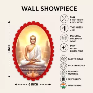 Buddha Wall Decorative Showpiece 6 X 8 Inch | 4 MM MDF Wooden Glossy Sublimation Print | Back Hook Wall Hanging | Home Temple & Living Room Decor (F56948) Buddha Wall Decorative Showpiece 6 X 8 Inch | 4 MM MDF Wooden Glossy Sublimation Print | Back Hook Wall Hanging | Home Temple & Living Room Decor (F56948)
