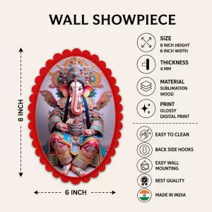 Lord Ganesha Wall Decorative Showpiece 6 X 8 Inch | 4 MM MDF Wooden Glossy Sublimation Print | Back Hook Wall Hanging | Home Temple & Living Room Decor (F56959) Lord Ganesha Wall Decorative Showpiece 6 X 8 Inch | 4 MM MDF Wooden Glossy Sublimation Print | Back Hook Wall Hanging | Home Temple & Living Room Decor (F56959)
