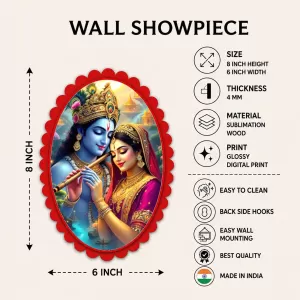 Shree Krishna And Shree Radha Wall Decorative Showpiece 6 X 8 Inch | 4 MM MDF Wooden Glossy Sublimation Print | Back Hook Wall Hanging | Home Temple & Living Room Decor (F56970) Shree Krishna And Shree Radha Wall Decorative Showpiece 6 X 8 Inch | 4 MM MDF Wooden Glossy Sublimation Print | Back Hook Wall Hanging | Home Temple & Living Room Decor (F56970)